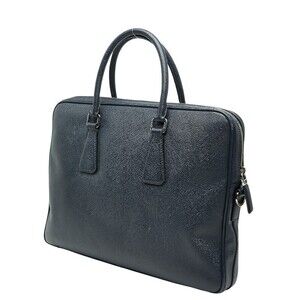 Prada Saffiano Shoulder Blue Bag Navy Briefcase Leather Business